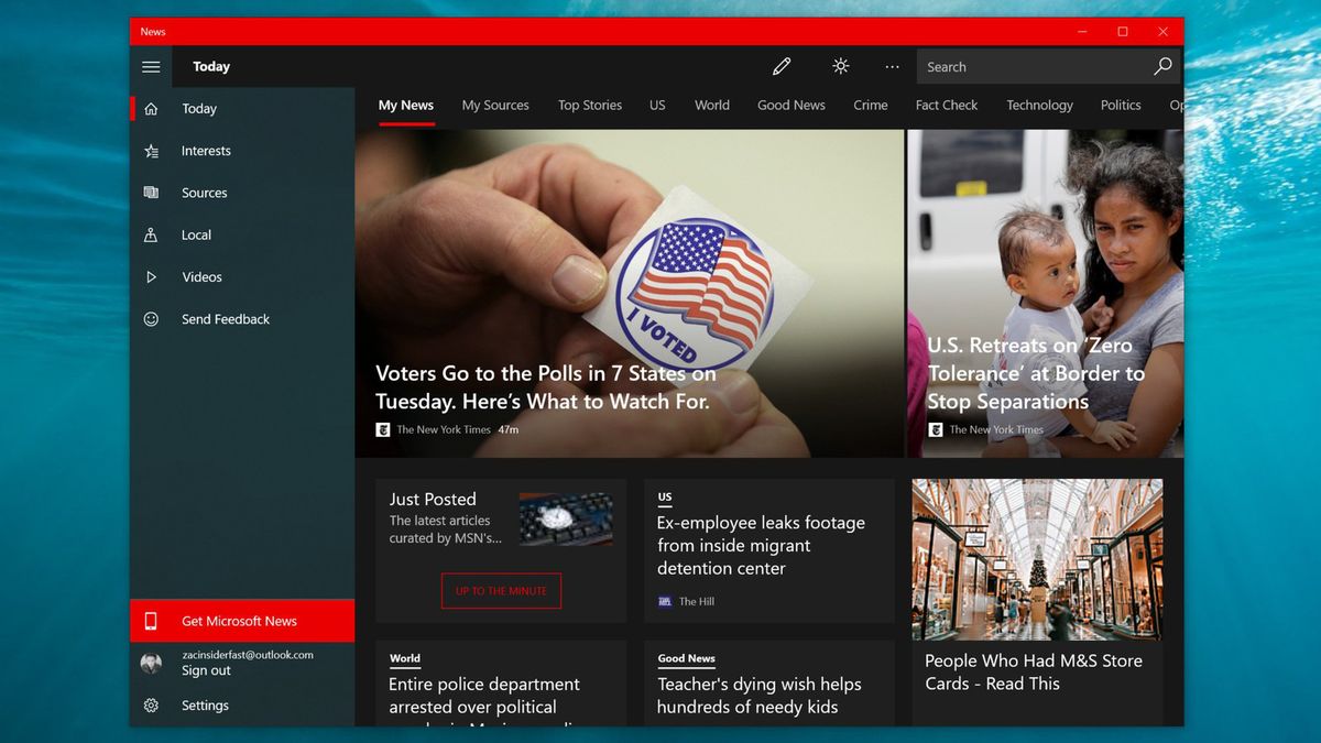 Microsoft News app for Windows 10