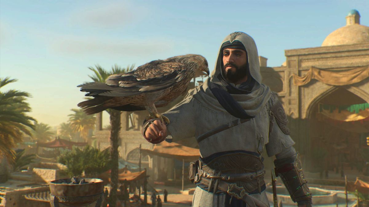 Screenshot van Basim en Enkidu in Assassin&#039;s Creed Mirage