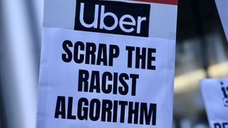 Protest banner against Uber