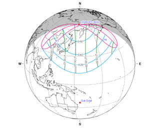 A map of the partial solar eclipse on Jan. 5-6, 2019