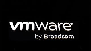 Logo of VMware by Broadcom, developer of the VMware ESXi hypervisor, pictured on a black background at Mobile World Congress in Barcelona, Spain, on February 28, 2024. 