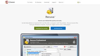 Skärmdump av hemsidan till Recuva