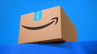 Amazon box with blue background