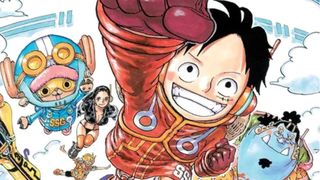 Luffy and friends in the One Piece manga.