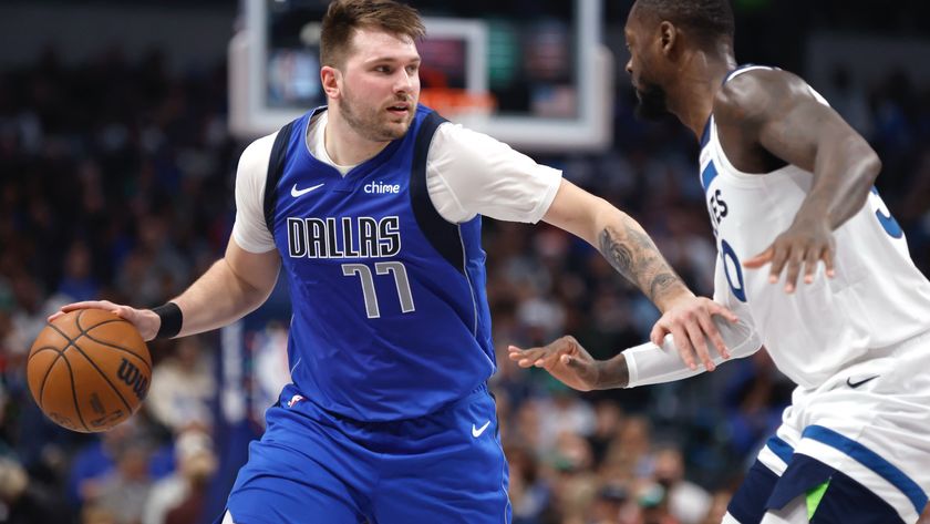 Luka Doncic #77 of the Dallas Mavericks handles the ball against the Minnesota Timberwolves in the first half at American Airlines Center on December 25, 2024 in Dallas, Texas