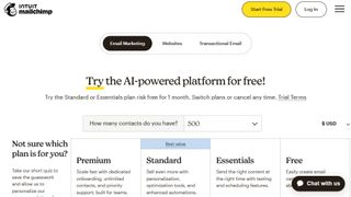 Website screenshot for MailChimp