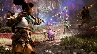 Dragon Age: The Veilguard screenshot showing Bellara and Rook fighting an enemy