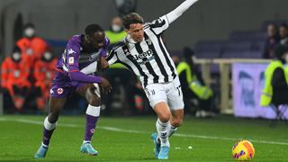 Juventus player Luca Pellegrini and the Fiorentina player Jonathan Ikone during the match Fiorentina-Juventus