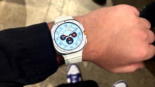 The Samsung Galaxy Watch Ultra on a person&#039;s wrist