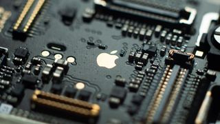 Apple logo on circuit board