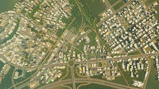 An overview look at a big city during one of the best games like The Sims 4, Cities: Skylines.