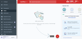 LastPass secure notes