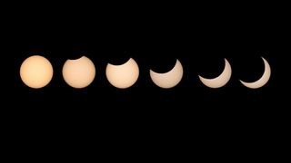 a time lapse of a partial solar eclipse