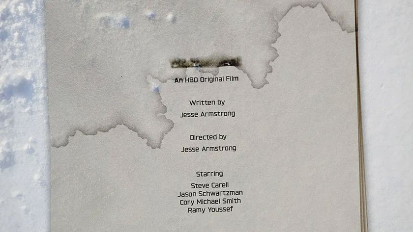 A piece of paper with the words &#039;an HBO Original film&#039; on it next to a pile of snow 