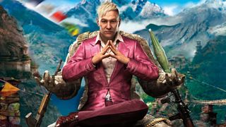 Far Cry 4 screenshot of Pagan Min wearing a pink suit