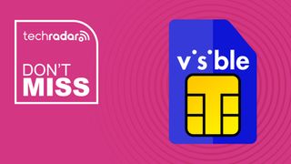 Visible branded SIM card on magenta background with don't miss text overlay