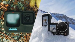 The GoPro Hero 11 Black next to the DJI Osmo Action 3