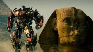 Optimus Prime next to a Sphinx in Transformers: Revenge of the Fallen.