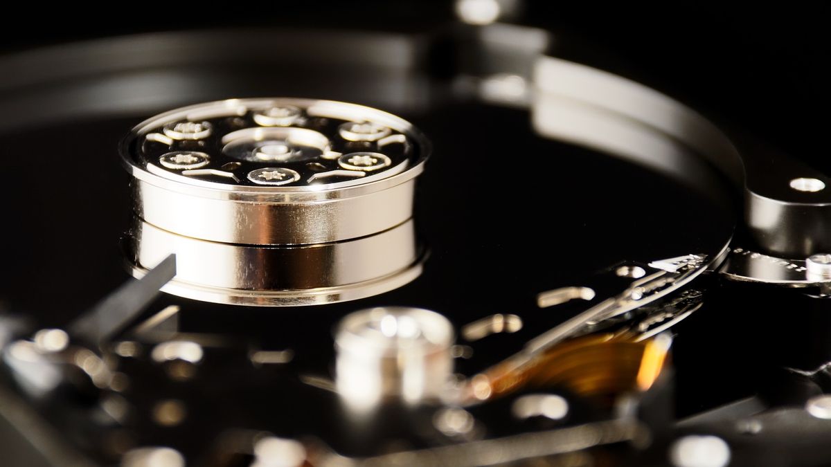 A close up images of a SATA hard drive.