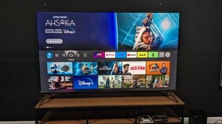 The Amazon Fire TV home menu on Omni QLED