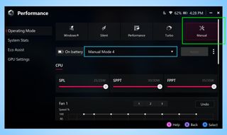 Asus ROG Ally power management screen