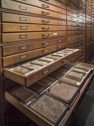 The library of ancient Mesopotamian tablets at the museum.