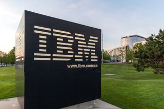 IBM's logo on a sign outdoors