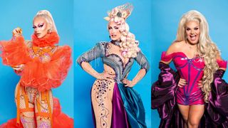 Krystal Versace, Ella Vaday, and Kitty Scott-Claus in RuPaul&#039;s Drag Race UK season 3