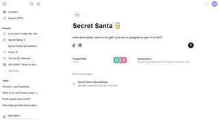 Using Projects for ChatGPT for Secret Santa