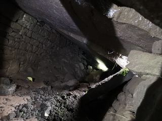 Part of the medieval tunnel discovered by electrical workers.