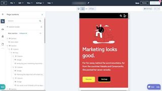 Screenshot of hubspots website editor being used to view a website on mobile
