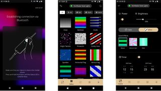 Setup screens for Twinkly Line smart lights app on Android phone