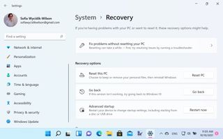 Recovery options in Windows 11