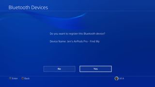 The PlayStation 4 Settings menu with Bluetooth devices listed.