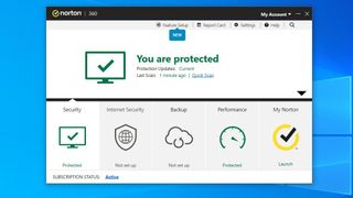 Norton antivirus dashboard on a Windows desktop