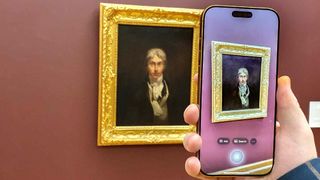 An iPhone 16 Pro Max using Visual Intelligence to identify a portrait