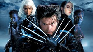 A press image for X-Men 2 showing Wolverine, Storm, and Rogue