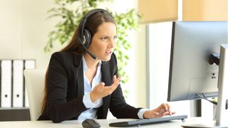 angry woman on video conferencing call