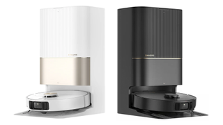 The Dreame X40 Ultra and base station in both black and white colourways