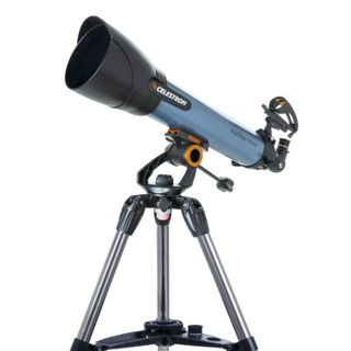 Celestron Inspire 100AZ refractor telescope on a white background.