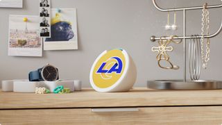 Amazon Echo Pop smart home speaker with the LA Rams logo