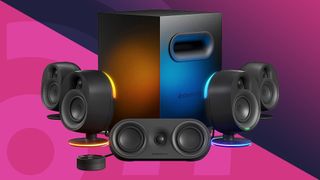 SteelSeries speakers on a TechRadar background graphic 