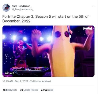 Fortnite Chapter 3 Season 5 has been rumoured to drop on December 5