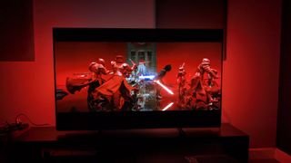 Philips OLED909 with Star Wars The Last Jedi on screen