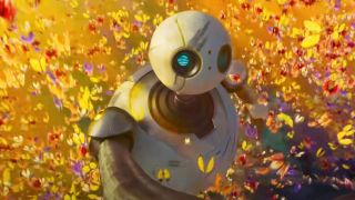 Roz is shown in a sea of butterflies in the trailer for The Wild Robot.