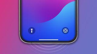 The bottom of an iPhone on a purple and blue background showing the Halide app on the lock screen