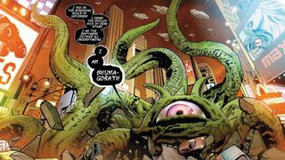 A screenshot of Shuma-Gorath in one of Marvel's comics