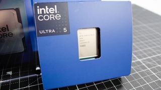 An Intel Core Ultra 5 processor in its retail packaging