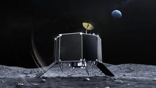 Artist&#039;s illustration of ispace&#039;s Series 2 robotic lander on the surface of the moon