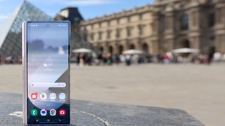 Samsung Galaxy Z Fold 6 in Paris in front of the Louvre pyramid